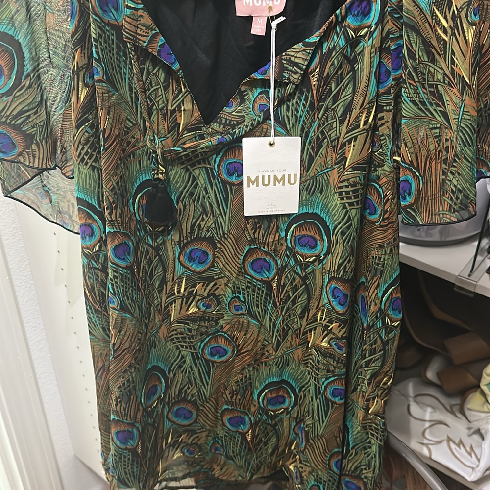 Show Me Your MuMu Peacock Feather Print Top